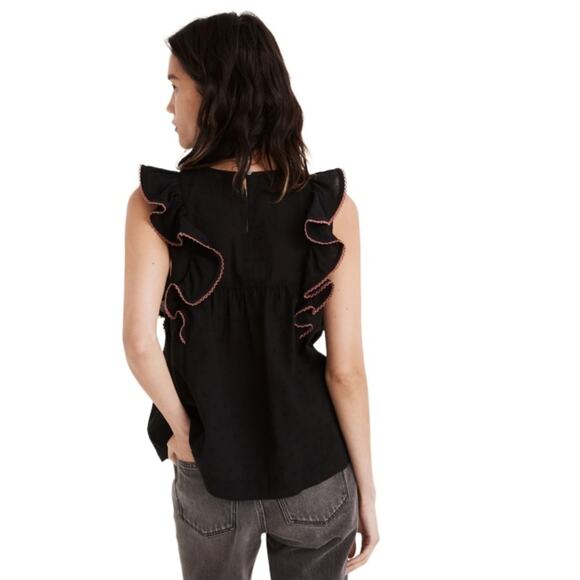 MADEWELL Embroidered Ruffle-Shoulder Tank Top Size XL - Picture 7 of 9